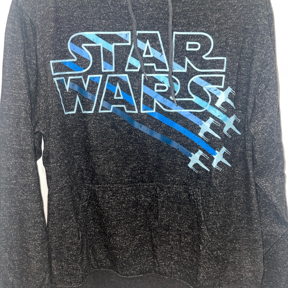 Star Wars X-Wing Fighter Black and Blue Hooded Sweatshirt Sz M